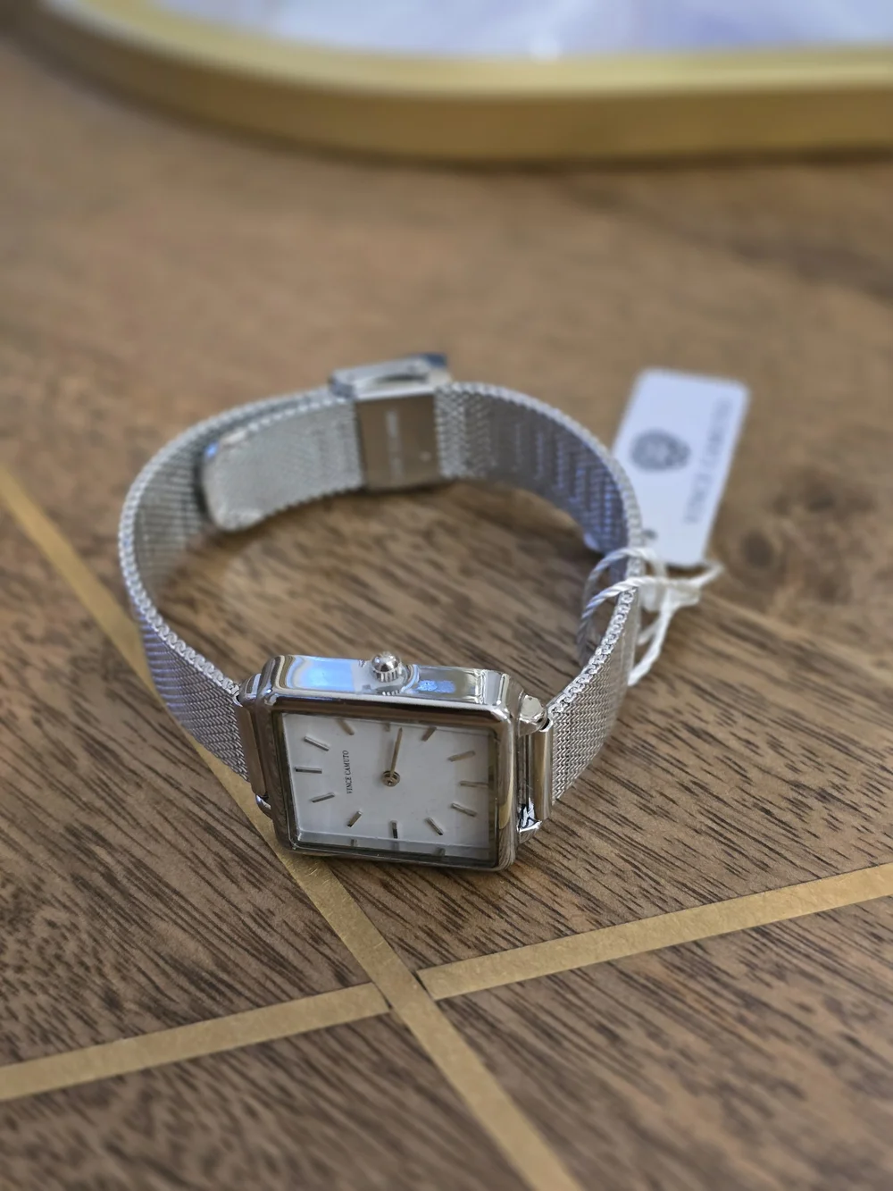 Vince Camuto Silver Mesh Square Dial Watch